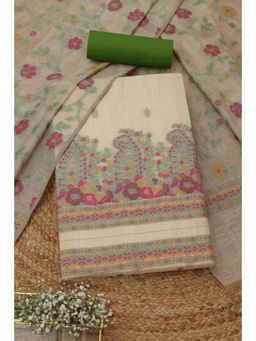 Soch - Womens Multi-Color Chanderi Dress Material with Woven Design