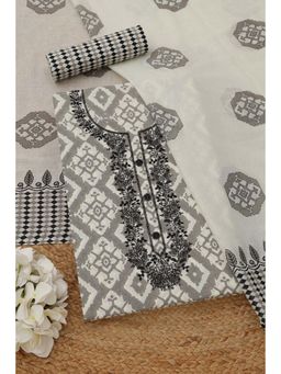 Soch - Womens Grey Cotton Dress Material with Ethnic Motifs Sequins