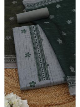 Soch - Womens Green Chanderi Dress Material with Floral Print Sequins