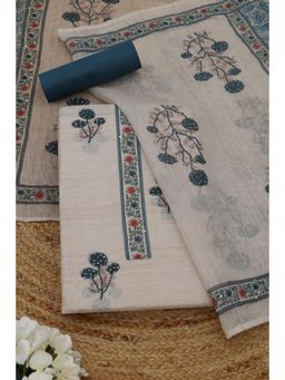 Soch - Womens Navy Blue Chanderi Dress Material with Botanical Sequins