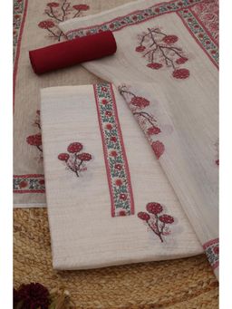 Soch - Womens Maroon Chanderi Dress Material with Botanical Sequins