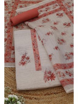 Soch - Womens White Chanderi Dress Material with Floral Print Sequins