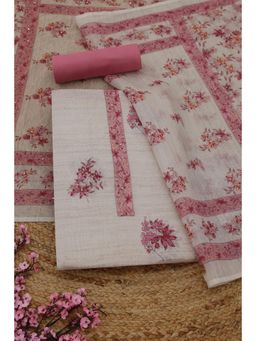 Soch - Womens Pink Chanderi Dress Material with Floral Print Sequins