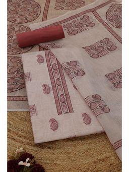 Soch - Womens Red Chanderi Dress Material with Warli Sequins