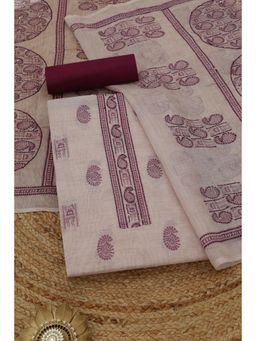 Soch - Womens Purple Chanderi Dress Material with Warli Sequins