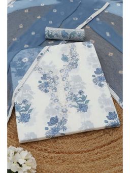 Soch - Womens Off White Cotton Dress Material with Floral Print Beads and Stones
