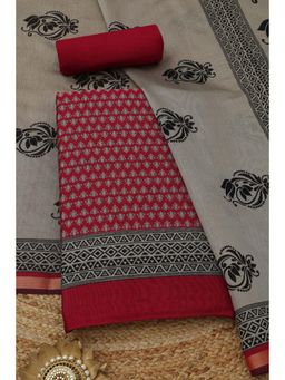 Soch - Womens Maroon Maheshwari Silk Dress Material with Ethnic Motifs