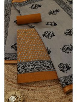 Soch - Womens Mustard Maheshwari Silk Dress Material with Ethnic Motifs
