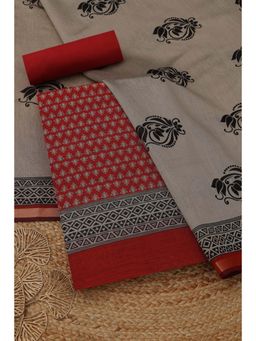 Soch - Womens Red Maheshwari Silk Dress Material with Ethnic Motifs