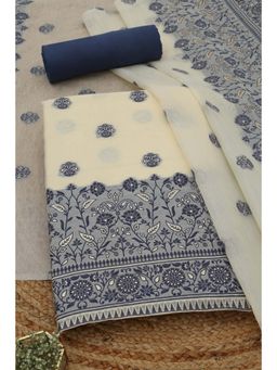 Soch - Womens Navy Blue Chanderi Dress Material with Woven Design