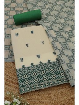 Soch - Womens Green Chanderi Dress Material with Woven Design