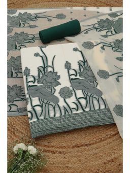 Soch - Womens Green Chanderi Dress Material with Botanical
