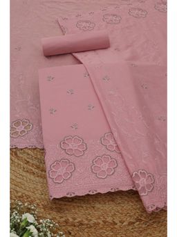 Soch - Womens Pink Cotton Dress Material with Floral Print Thread Work