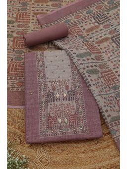 Soch - Womens Mauve Kota Shimmer Dress Material with Ethnic Motifs Sequins