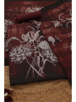 Soch - Womens Maroon Modal Silk Dress Material with Floral Print Beads