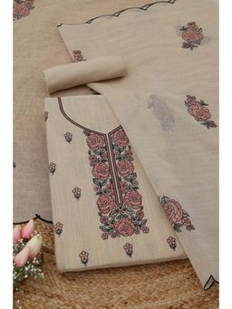 Soch - Womens Pink Mul Chanderi Dress Material with Floral Print Thread Work