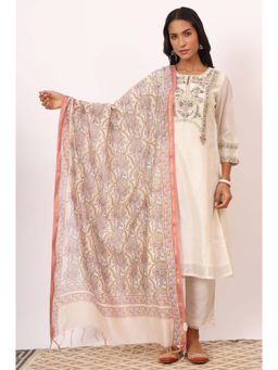 Folksong - Red Floral Dupatta for Women