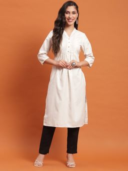Shree - Women Rayon Off White Solid Kurta