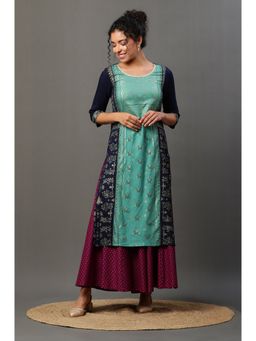 Aurelia - Blue Foil Printed Festive Kurta