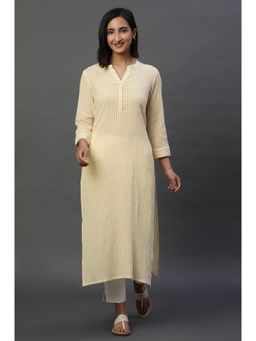Aurelia - Yellow and White Stripe Casual Kurta