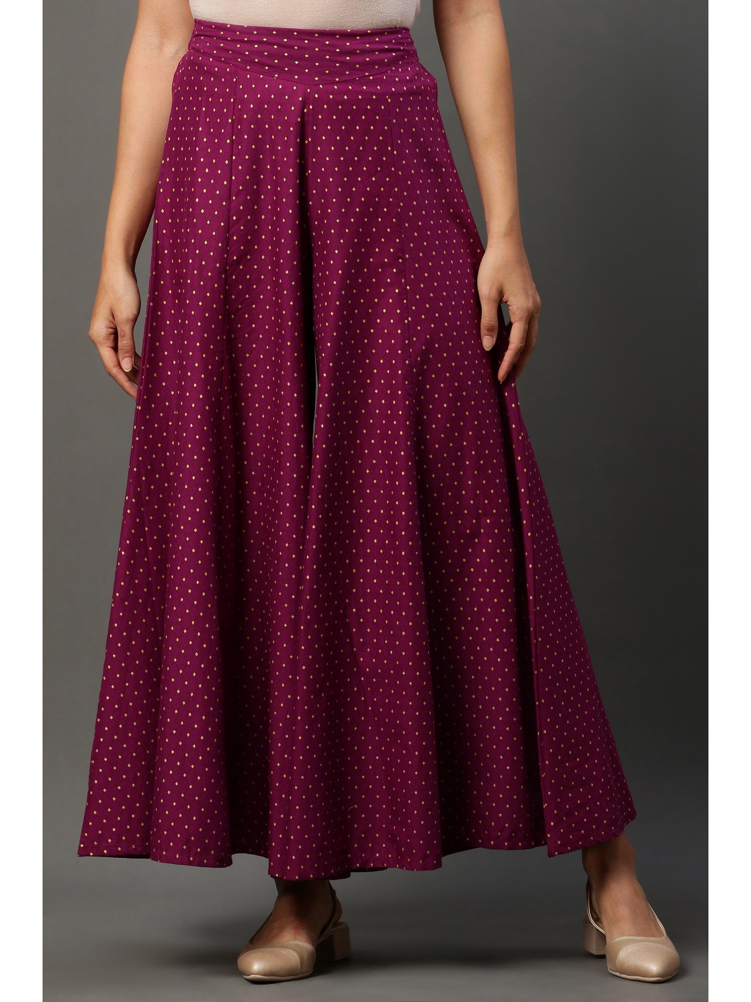 Purple Printed Semi-Flared Palazzo-image-45