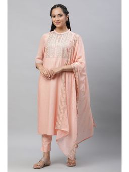 Aurelia - Peach Embellished Festive Kurta with Pants and Dupatta (Set of 3)