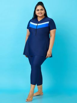 LYCOT - Women Zipped Swimsuit - Navy Blue