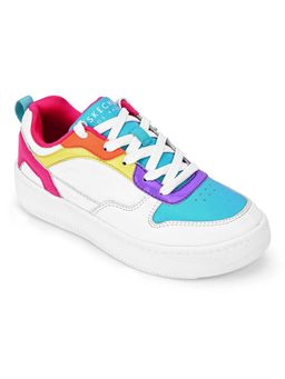 SKECHERS - Girls Sport Court 92 Blue Lace Up Casual Sneakers