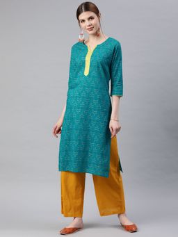 Anubhutee - Women Blue Printed Straight Kurta