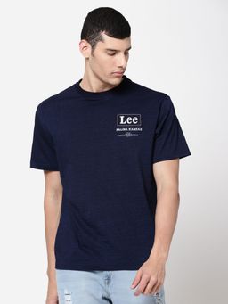 Lee - Men Applique Blue Crew Neck T-Shirt (Slim)