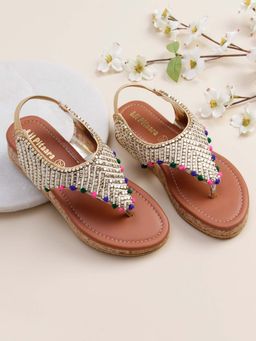 Lil Pitaara - Girls Zari Sandal - Gold