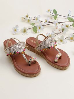 Lil Pitaara - Girls Zari Sandal - Tan