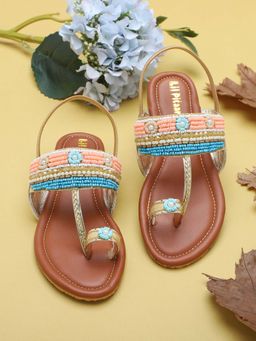 Lil Pitaara - Girls Zari Sandal - Tan