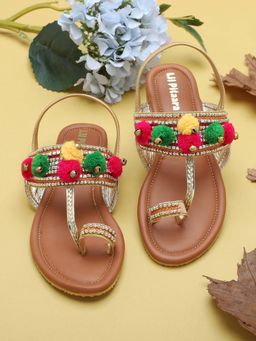 Lil Pitaara - Girls Zari Sandal - Tan
