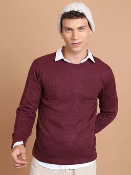 HIGHLANDER - Men Red Round Neck Pullover