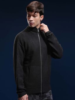 HIGHLANDER - Men Black Full Sleeve Front Open Sweater