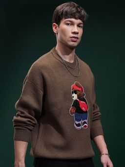 HIGHLANDER - Men Brown Round Neck Sweater