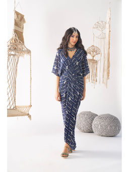 Chhavvi Aggarwal - Navy Blue Draped Dress