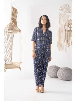 Chhavvi Aggarwal - Navy Blue Printed Dress