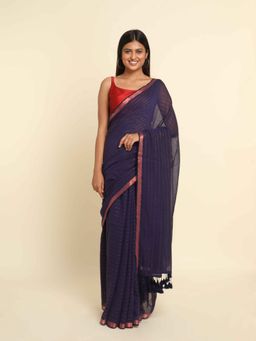 Suta - Purple Stripes Cotton Blend Saree