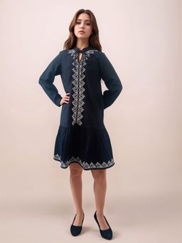 Zink London - Black Embroidered Mini Dress