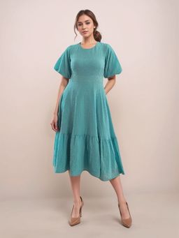 Zink London - Blue Textured Midi Dress