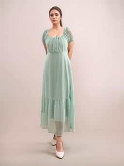 Zink London - Green Solid/Plain Maxi Dress