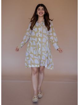 The Indian Ethnic Co. - Farah Green Batik MulMul Shirt Dress with Slip