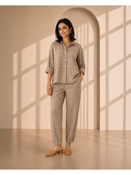 Vaaya - Beige The Kyoto Ikat Shirt And Pant