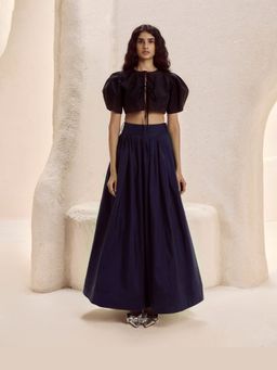 Nirmooha - BlackTaffeta Flared Bastion Skirt and Top Set