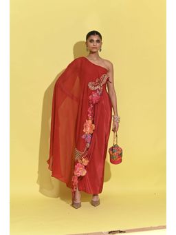 Rishi & Vibhuti - Dazzle Affair Red Cape with Pant