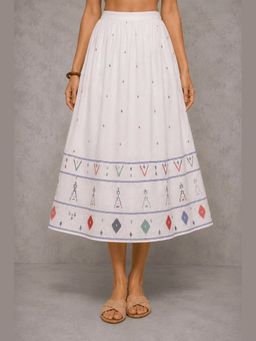 Sutra Art of Clothing - Mosaic White Jamdani Skirt
