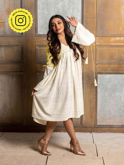 MONK & MEI - Sayonee-Yellow Embroidered Dress