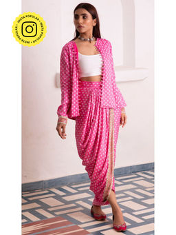 MONK & MEI - Aaliyah Silk Dhoti Jacket Pink (Set of 2)